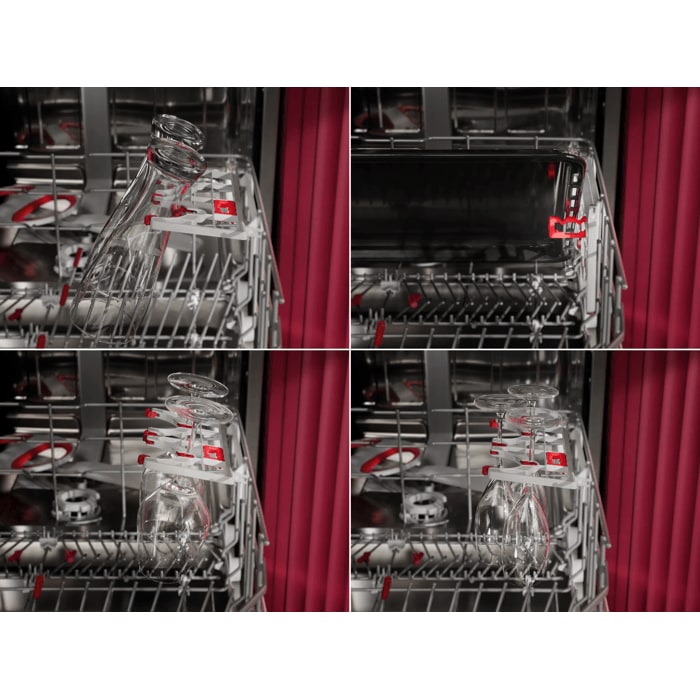 4in1 FlexHolder secures glasses and trays in the lower basket.